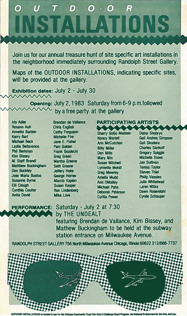 Randolph Street Gallery Outdoor Installations 1983